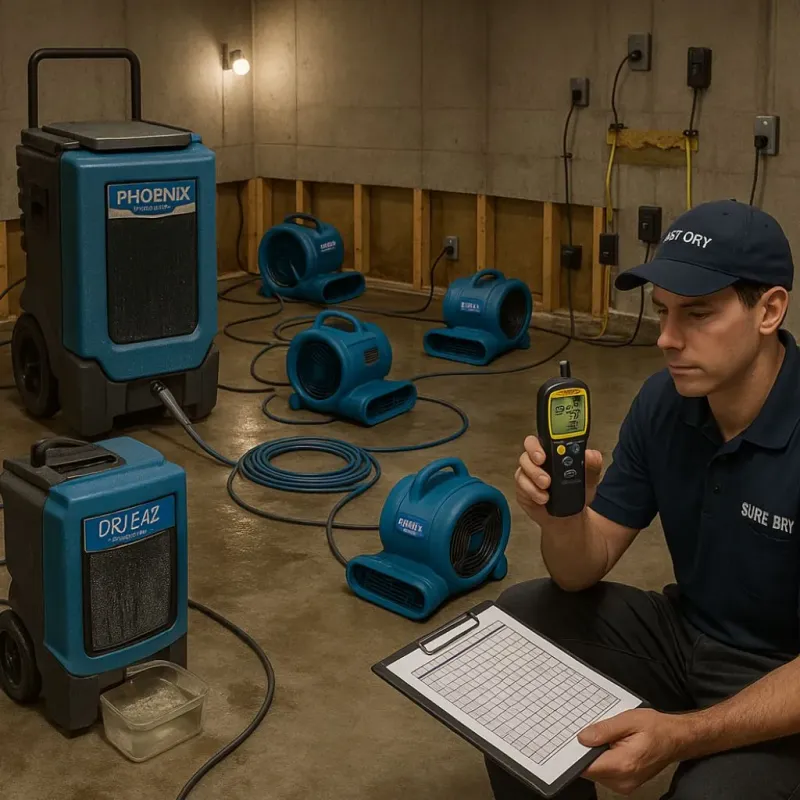 Structural Drying and Dehumidification process in Goldsboro, NC